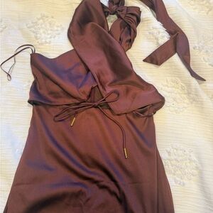 Elegant Burgundy Halter Dress